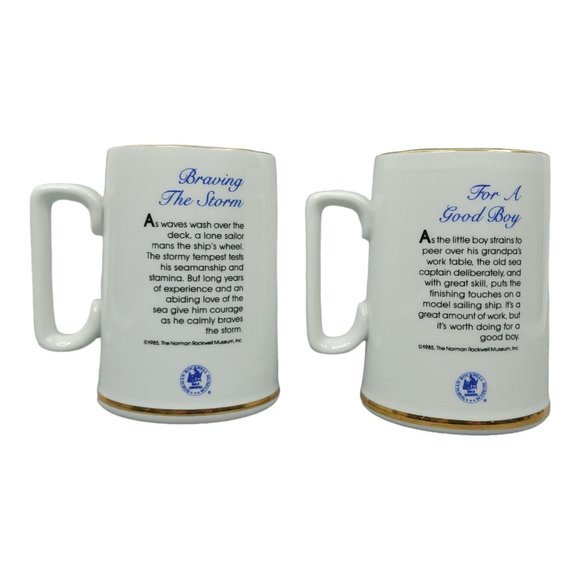 Vintage Norman Rockwell Coffee Cup 12 Oz Mugs Braving The Storm For a Good Boy - Picture 2 of 12